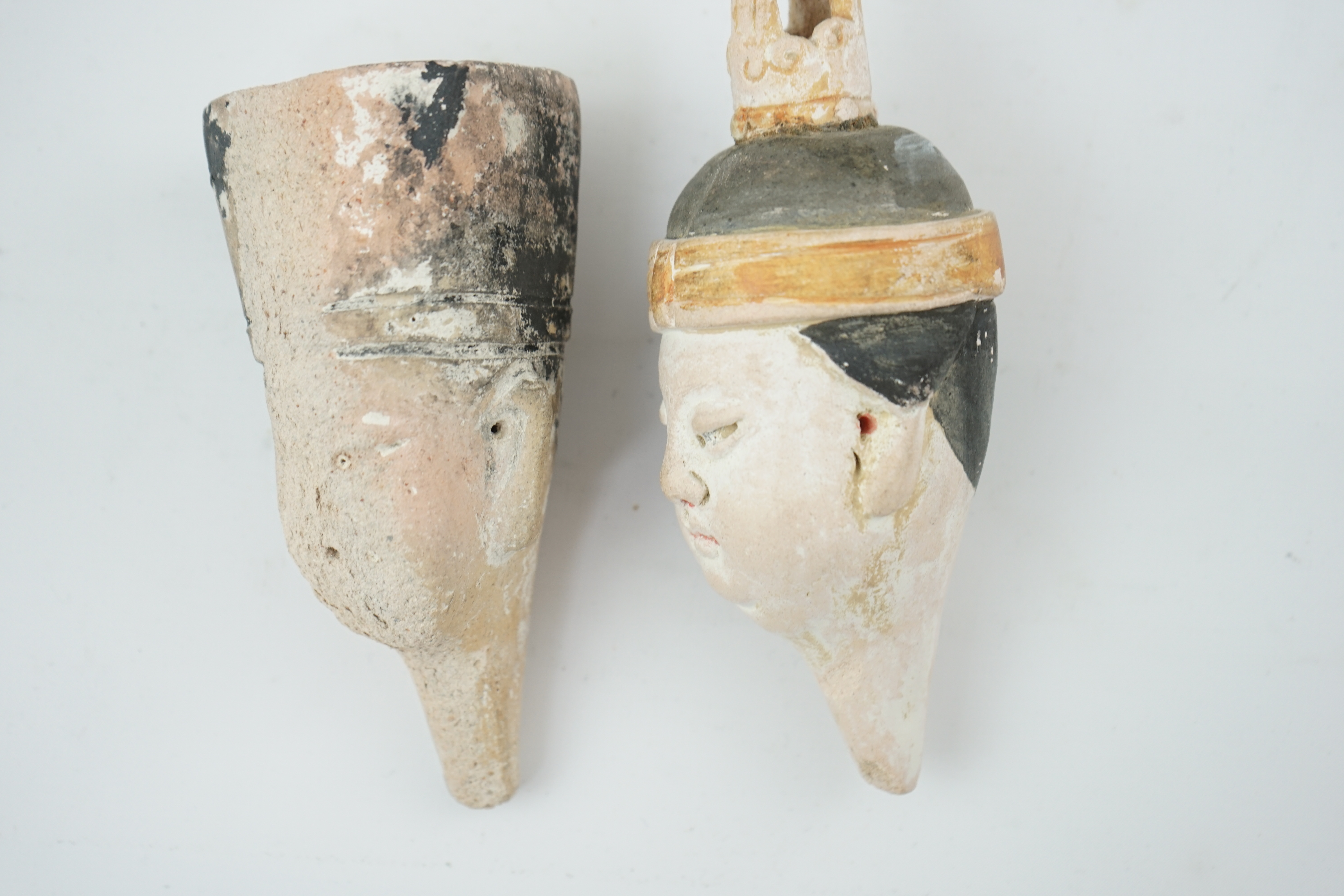 Two tall Chinese sancai figures of attendants, Ming dynasty